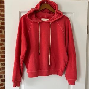 The Great - shrunken hoodie sweatshirt / size 2 (S) / coral red color